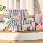 Picnic Lunch Bag | Pink + Green Stripe